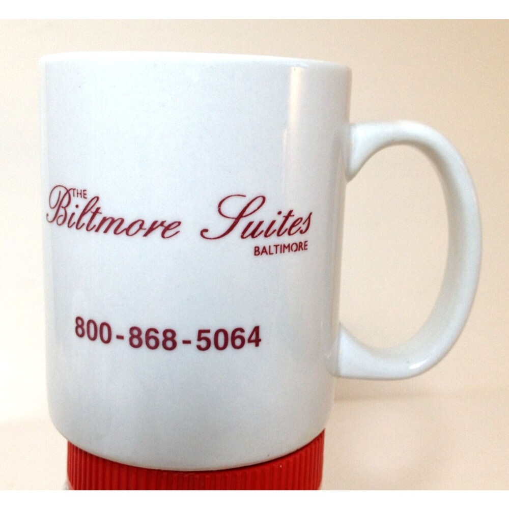 Vintage Souvenir The Biltmore Coffee Mug  Suites Baltimore & Greensboro Hotel